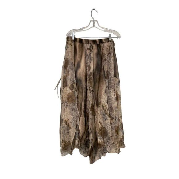 Zara Women Midi Skirt L Brown Animal Print Patchwork Chiffon Flowy 8486/043 NWT - Picture 4 of 12